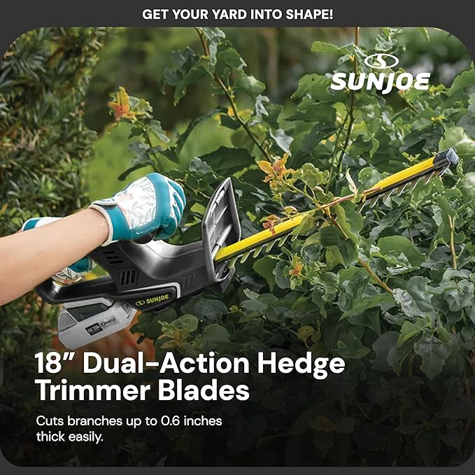 Sun Joe 24V IONMAX Cordless Leaf Blower, Grass and Hedge Trimmer Outdoor Garden Combo Power Tool Kit with Batteries and Charger, 24V-GT4MAX-LTE