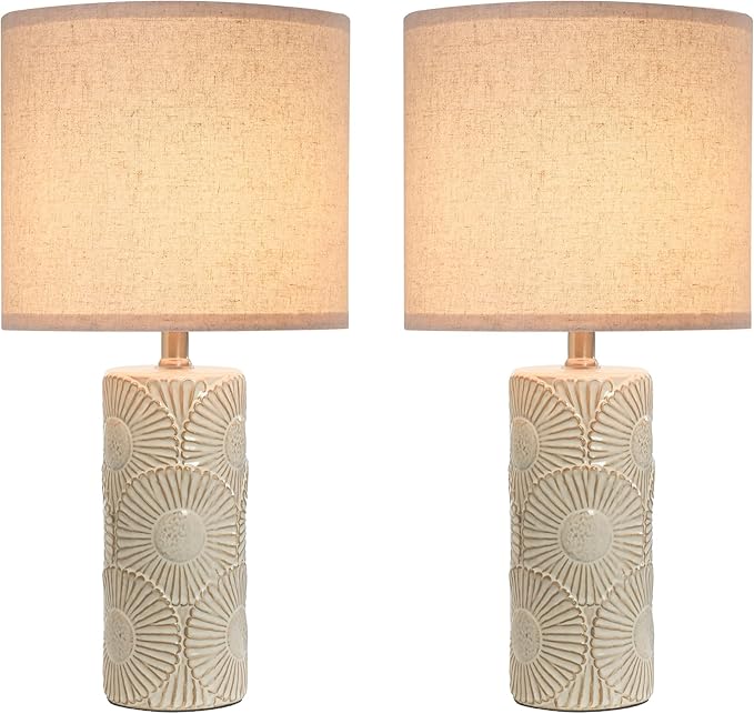 20.75" White Ceramic Lamps Set of 2