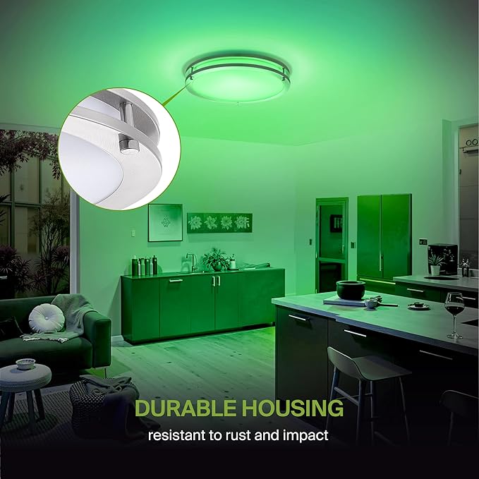 ASD LED 18" Round Flush Mount Lighting, Close to Ceiling Light Fixture | Smart