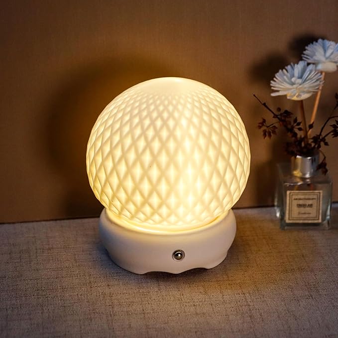 JHY DESIGN Ceramic Spherical Decorative lamp 6" H Rechargeable Table Lamp