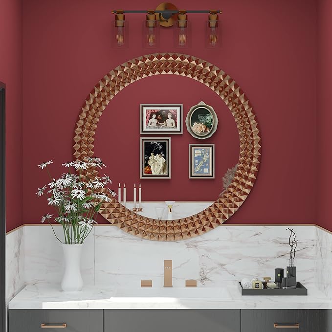 Inlight 23" Wide 4-Light Brass Gold Bathroom Vanity Light, Modern Black Bath