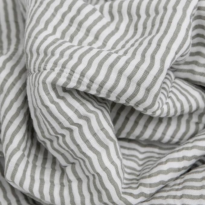 Little Unicorn Newborn Receiving Quilt | Ultra- Soft, Multi-Layered Muslin Fabric | Gift for Newborns & on-The-go (Grey Stripe)