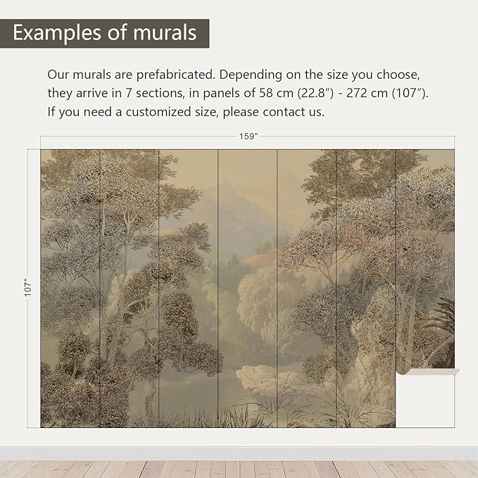 AFZEVEB-Tropical Jungle Wallpaper Landscape Tree Wall murals for Bedroom 159"x107"(Not Peel and Stick)