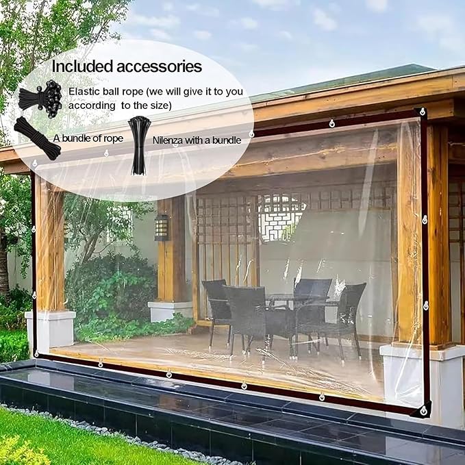 Clear Tarps 11x19FT Heavy Duty Waterproof, Outdoor Tarp with Grommets, Outdoor Garden Rainproof Covering for Chicken Coops, Patio, Porch and Outdoor Greenhouse Plant Cover