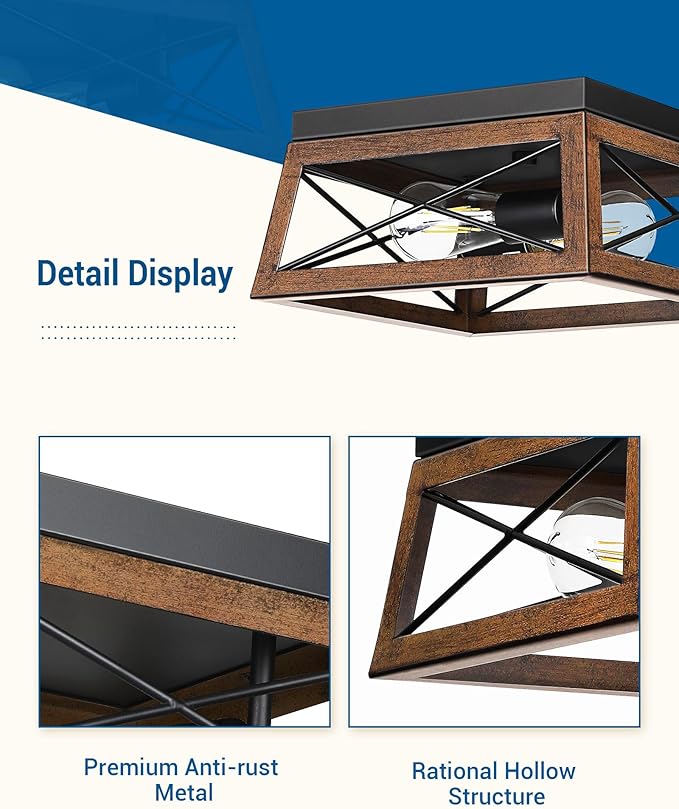DEWENWILS Farmhouse Flush Mount Ceiling Light
