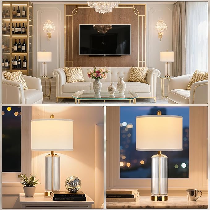 Table Lamps Set of 2 with Touch Control, 3-Way Dimmable Nightstand Lamp with