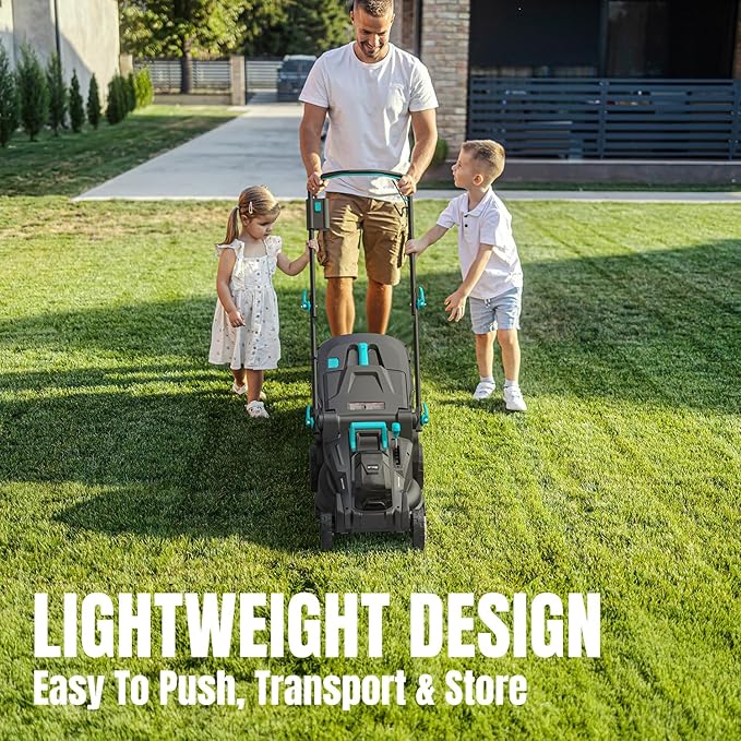 2×20V Cordless Electric Lawn Mower, 16" Push Mower with 6 Cutting Height Levels, Includes 2×4.0Ah Batteries and Dual Port Charger