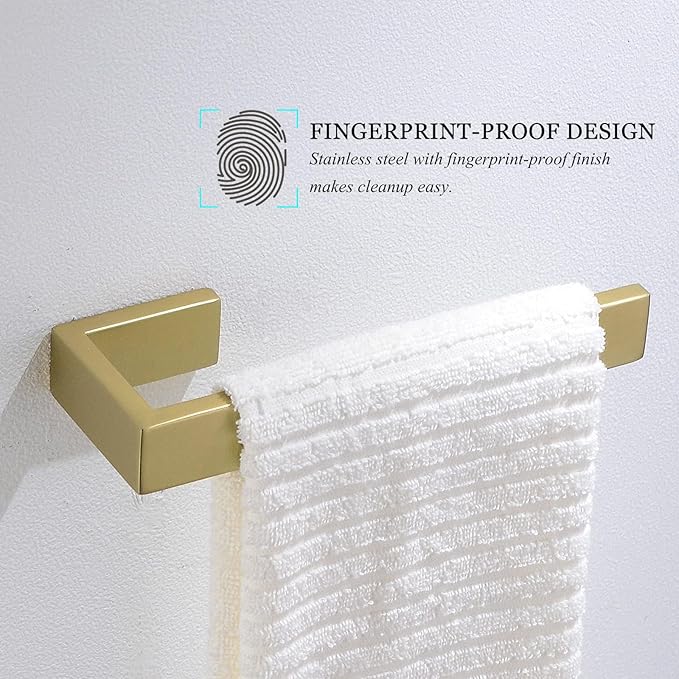 TNOMS Light Gold Towel Bar Set 4 Pieces Bathroom Hardware Set Wall Mounted