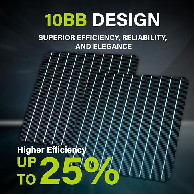 Newpowa Bifacial 200 Watt 12 Volt Solar Panel 10BB Monocrystalline Double-Side 25% High-Efficiency, PV Module Power Charger for RV Marine Boat Farm and Other Off-Grid Applications