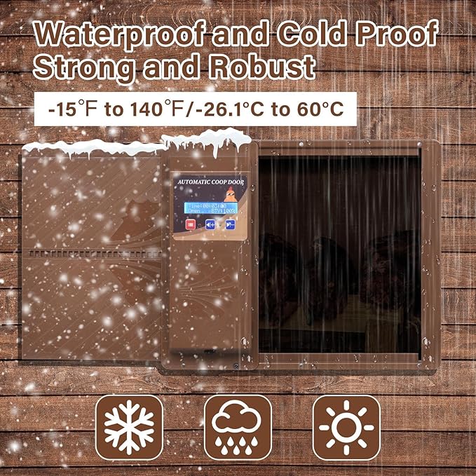 Large Automatic Chicken Coop Door, Side Opening Poultry Entry with Timer Control, Anti-Pinch Safety, Battery or USB Power, LCD Screen, Quick Install for Backyard Chicken House