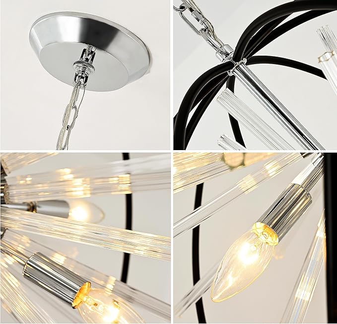Vezzio 27" Black Crystal Sputnik Chandelie 12-Light Globe Modern Firework