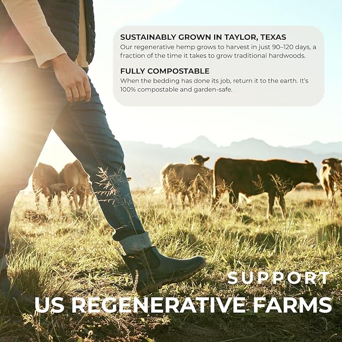 Premium Hemp Animal Bedding for Chickens, Livestock & Small Animals | Highly Absorbent, Low Dust, Natural Odor Control | Coop, Stall & Nesting Bedding | USA Grown Hemp (40lb)