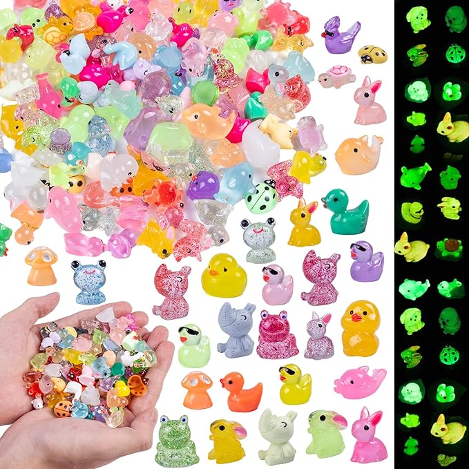 240 Pcs Mini Resin Animals Variety Tiny Animals Figures Miniature Little Small Animal Figurines Bulk for Micro Fairy Garden Landscape Accessories Hide Crafts Decor Aquarium