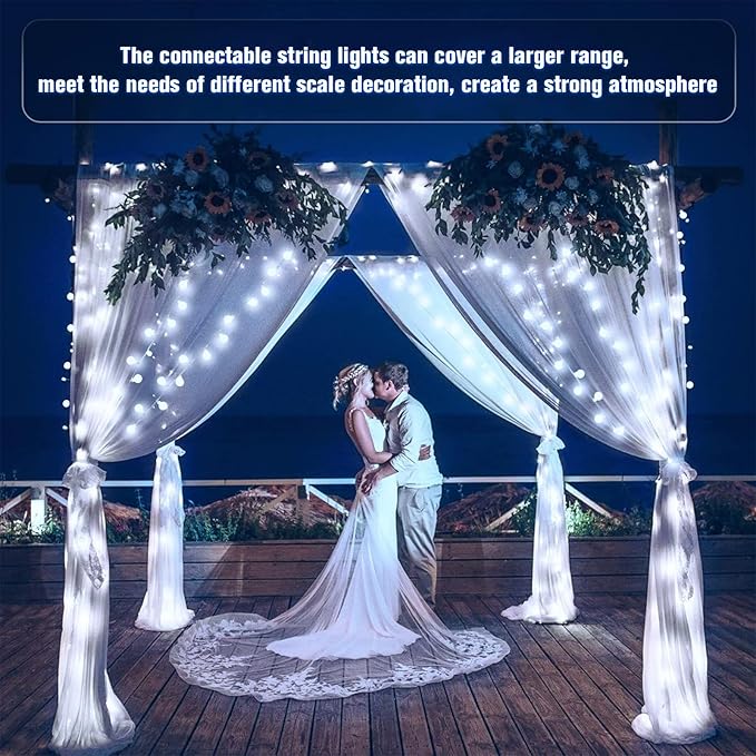 JMEXSUSS 100 LED White String Lights Indoor, Connectable Globe String Lights