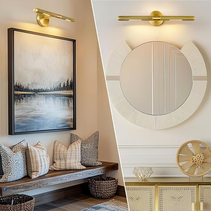 Knurled Picture Light, 24in Brass Picture Light