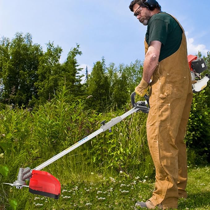2025 Upgraded 5-in-1 Gas Weed Wacker - 52CC 2-Stroke Multi-Functional Weed Eater, Hedge Trimmers Eater Gas Powered, High Power Gas String Trimmer, Brush Cutter for Yard, Garden Red
