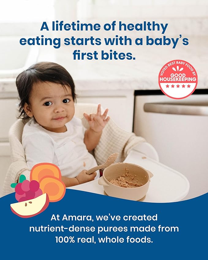 Amara Organic Baby Food - Stage 3 - Ancient Grain - Baby Cereal to Mix With Breastmilk, Water or Baby Formula - Shelf Stable Baby Food Pouches Made from Organic Fruit and Veggies - 10 Pouches, 3.9oz Per Serving