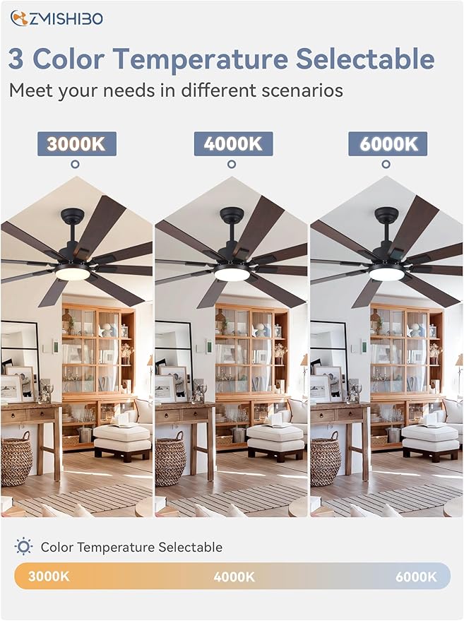 ZMISHIBO 72 inch Large Ceiling Fans