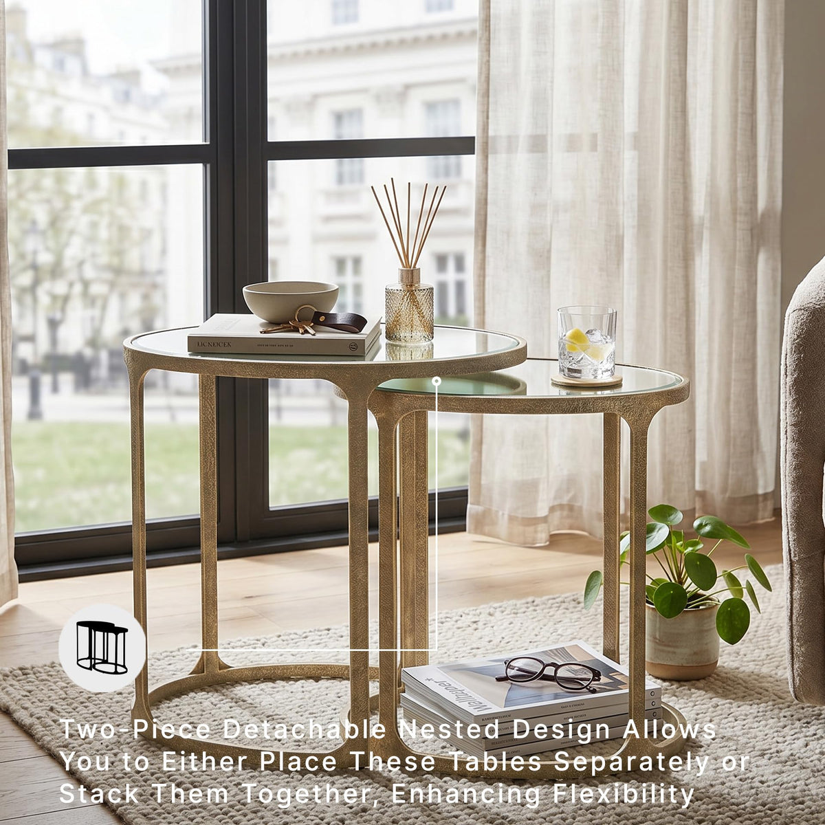 Irmaleigh Mirrored Nesting Accent Table Set of 2 (2 Count)