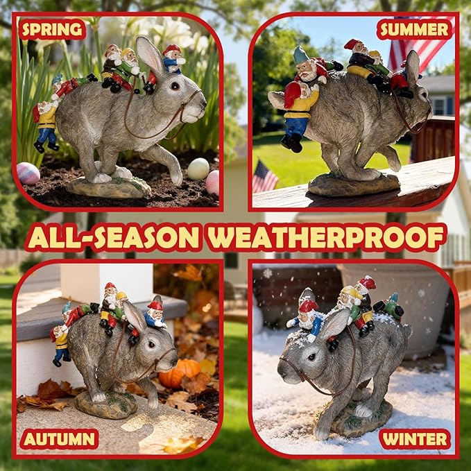 Sunthus Garden Gnomes Decorations for Yard Bunny Statue Funny Outdoor Decor Rabbit