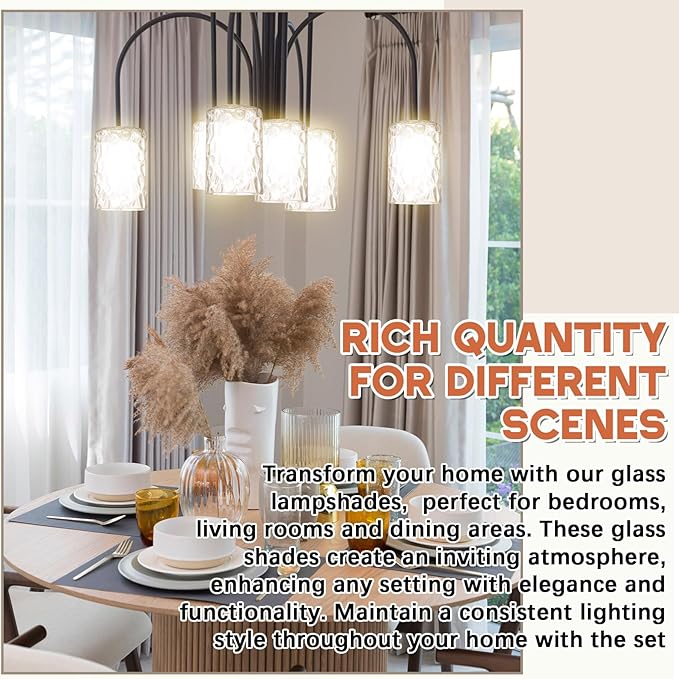 6 Pcs Clear Hammered Glass Shade Replacements
