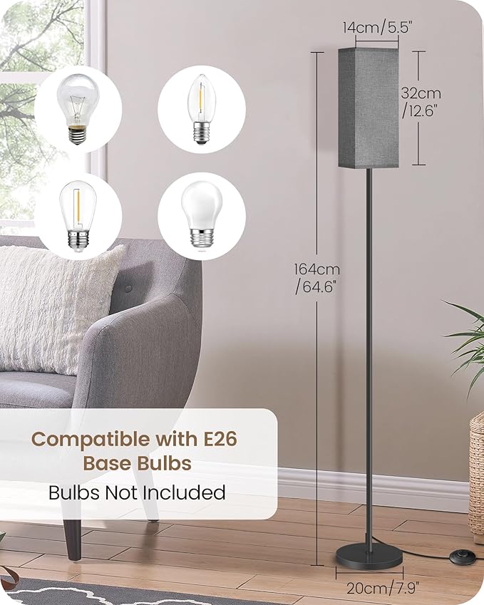 Floor Lamp, Pole Lamp with Foot Switch, Modern Standing Lamp Lampshade