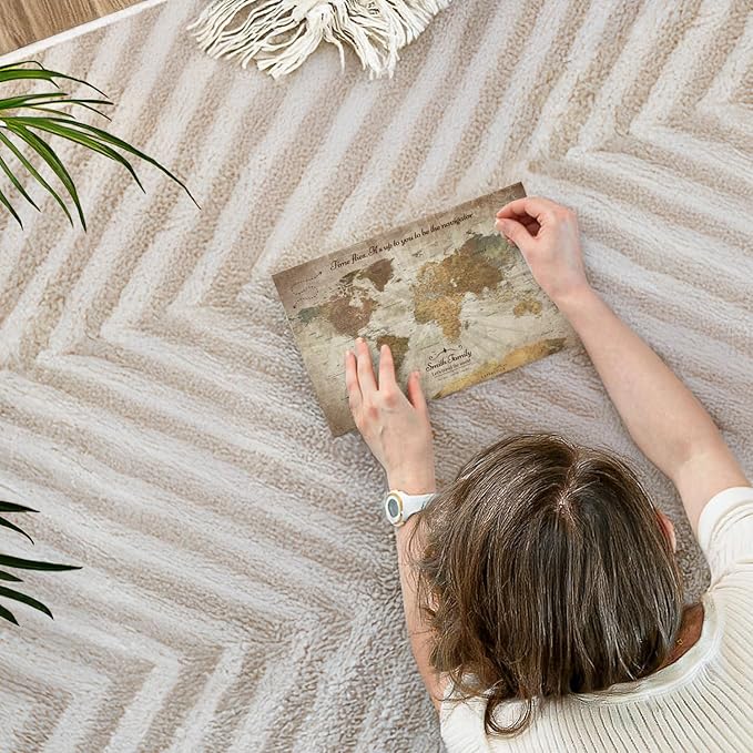ElephantStock - Personalized Be The Navigator I Push Pin World Map Wall Art - Horizontal Canvas Wall Art - Living Room Wall Decor - Digital Art Map Canvas Art - Brown And Beige Decor - 12" x 8"