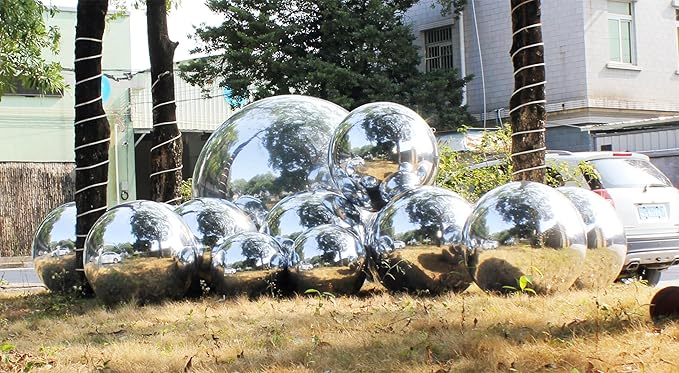 Generic Big Shiny Balls Giant Inflatable Mirror Balls for Events & Decor - Party, Advertising, Shows, Stage Decoration - Hanging & Standing-Various Sizes & Colors - Silver (0.8m/2.62ft)