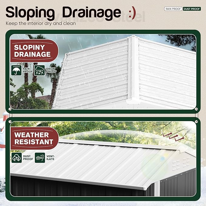 GUNJI 6 x 4 FT Shed Outdoor Storage Shed Metal Garden Shed with Lockable Door Outside Waterproof Tool Shed for Backyard, Patio, Lawn (Gray)