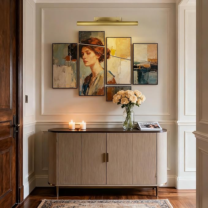 Brass Picture Lights for Wall, 4-Light Brush Gold Art Light, Dimmable Gallery