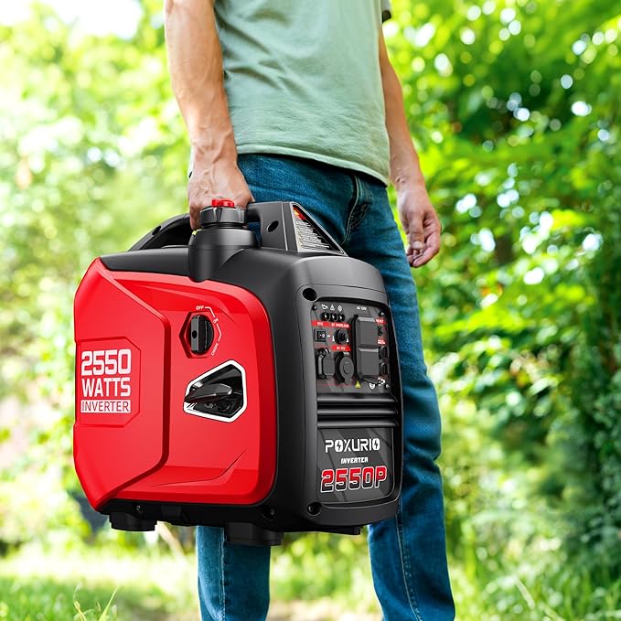 2550-Watt Portable Inverter Generator for Home Use, 1.06Gallon Large Fuel Tank Up to 10 Hours Use, 120V Gas Powered Generator Super Quiet - EPA Compliant-Red