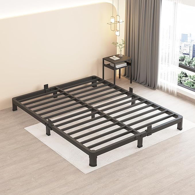 MAF 4 Inch King Metal Platform Bed Frame with Round Corner Legs, 3000 LBS Heavy Duty Steel Slats Support, Noise Free, No Box Spring Needed, Easy Assembly