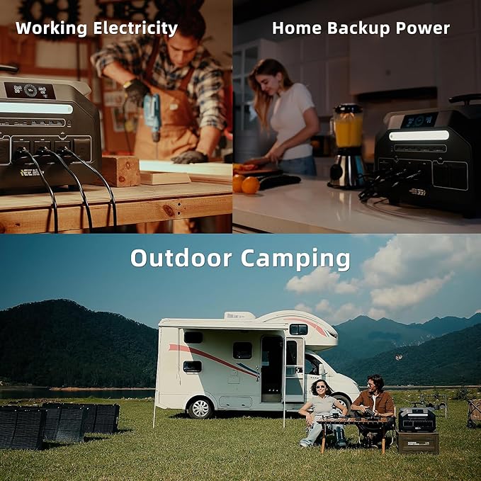IEE P2400 Portable Power Station with 1x200W Solar Panel,2400W AC Outlet(Peak 5000W),1800W 1.2H Fast Charge,2048WH Lifepo4 Battery,5-8MS EPS Switch,Below 30DB Solar Power Generator for Home Backup,RV.