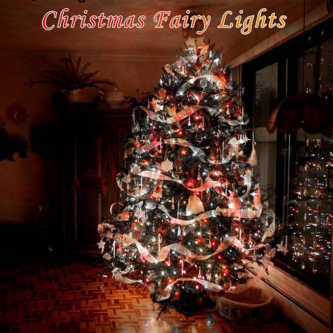 4 Pack Red and White Christmas String Lights, Each 20FT 60 LED Fairy Lights