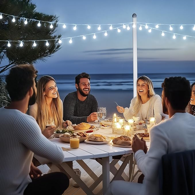 JMEXSUSS 100 LED White String Lights Indoor, Connectable Globe String Lights