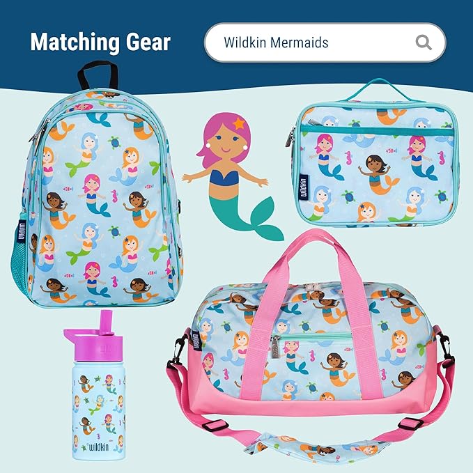 Wildkin Kids Microfiber Nap Mat – Soft Sleep Mat with Pillow, Ideal for School & Travel - Mermaid