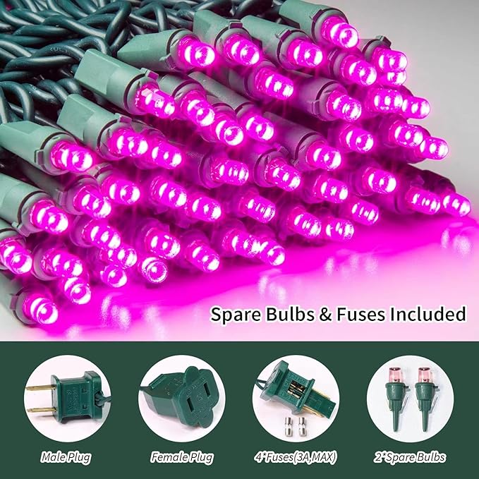 LAMPHOME 100 Count Pink Valentine Light String