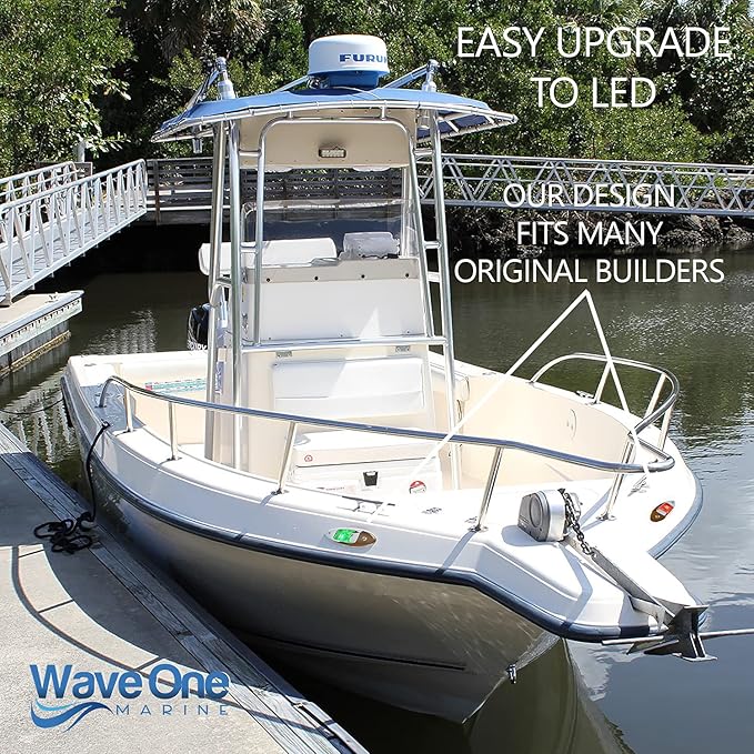 Wave One Marine Flush Mount LED Shark Eye Boat Navigation Teardrop Lights | Red