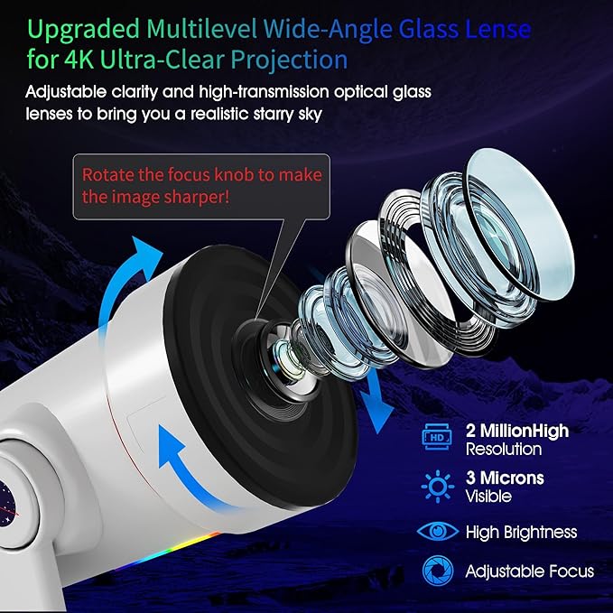 Galaxy Projector，Upgraded 4K HD Star Projector Lens, 10 Slides Image