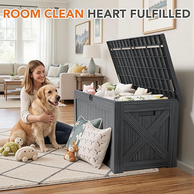 130 Gallon Deck Box Outdoor Indoor Waterproof Storage Box for Patio Furniture, Pool Accessories, Garden Tools, and Cushion Storage, Gray
