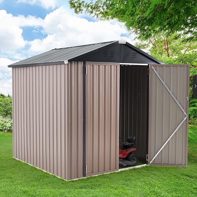 U-MAX 6x6 Storage Sheds & Outdoor Storage, Small Outdoor Storage Garden Outside Shed kit, Galvanized Metal Utility Shed for Backyard, Patio and Lawn