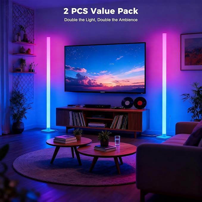 2 Pack DIY Corner Floor Lamps, ICRGB Floor Lamp