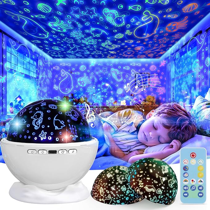 Night Light Projector, Night Light for Kids, Star Projector, 54 Light Color 360 Degree Rotation Kids Night light, Rechargeable Lamp for Bedroom, Light Projector Birthday Christmas Gifts for Boys Girls