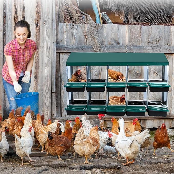 Red 6/8/10-Hole Wall-Mount Chicken Nesting Box with Legs & Roll-Away Design – Easy Egg Collection, Pull-Out Cleaning, Durable Roosting Box for All Chicken Breeds