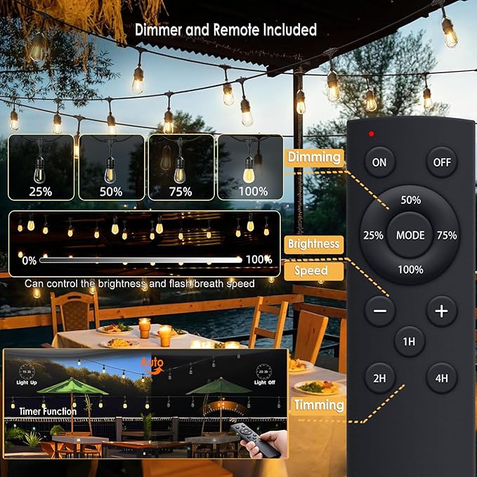 1-Pack 150 ft Outdoor String Lights