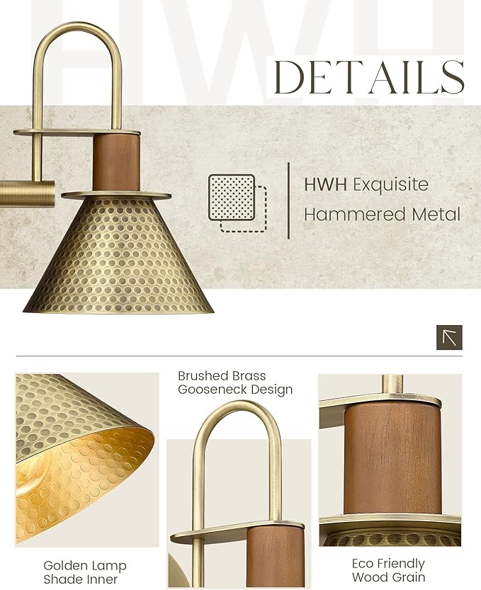 Antique Brass Wall Sconce, HWH Hammered Barn Wall Light Fixtures, 1-Light