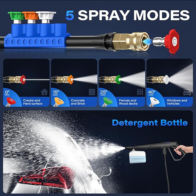 Pressure Washer, Power Washer with 4 Nozzles and Foam Cannon, High Pressure Cleaning Machine for Cars, Driveways, Fences, Patios, Home Cleaning