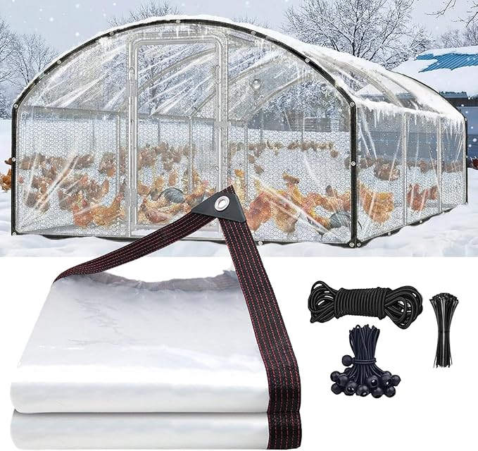 Clear Tarps 22x30FT Heavy Duty Waterproof, Outdoor Tarp with Grommets, Outdoor Garden Rainproof Covering for Chicken Coops, Patio, Porch and Outdoor Greenhouse Plant Cover