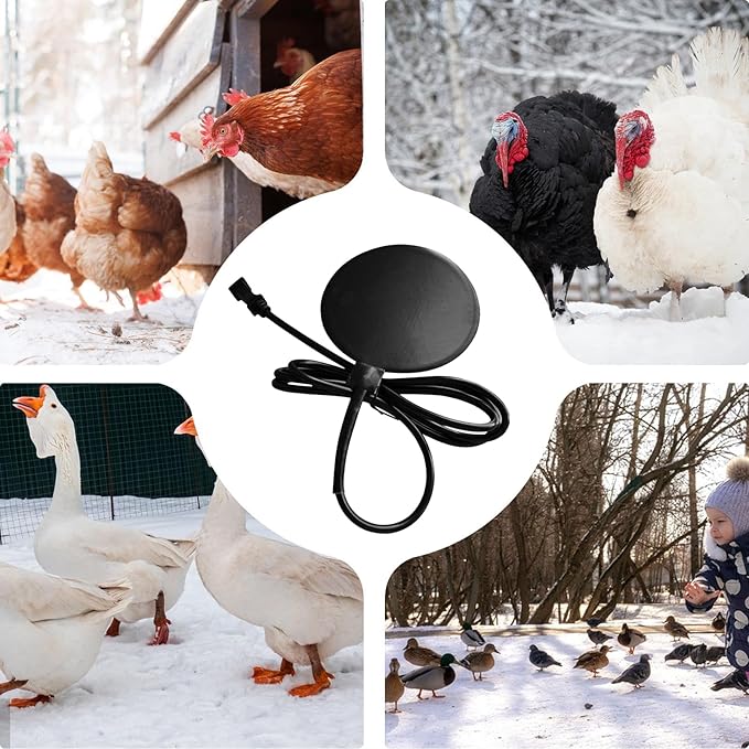 Freeze Proof Chicken Heater, Silicone Poultry Water Pad, 5.9 Inch 20W Heating with Long Cord, Quick Warm Poultry Accessory, Farm Equipment Fixture, Winter Water Solution for Outdoor Livestock