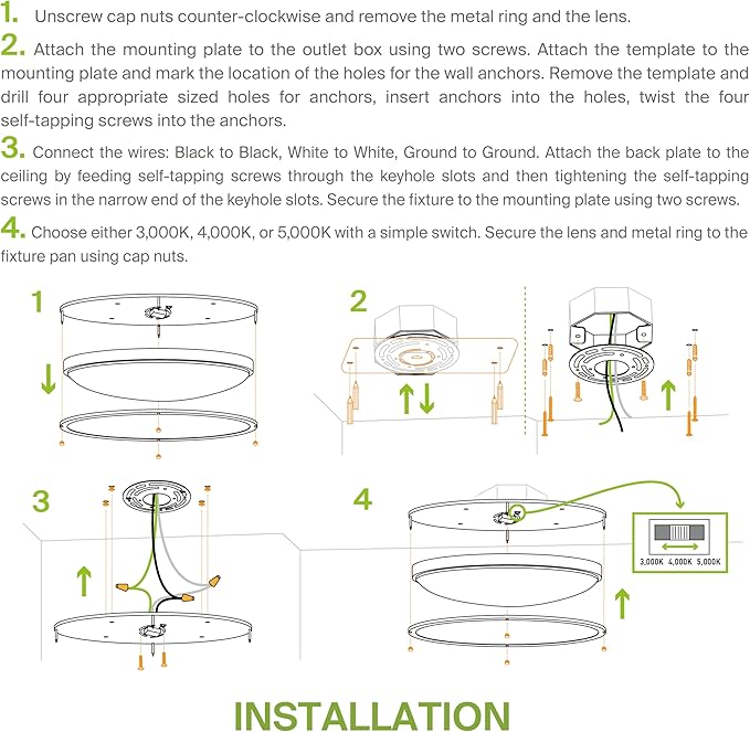 ASD LED 32" Oval Flush Mount Lighting, Close to Ceiling Light Fixture | 3CCT